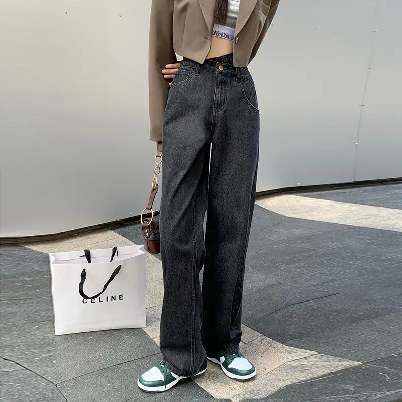 Women's Light Blue Wide Leg High Waist Jeans New Arrival - Image 5