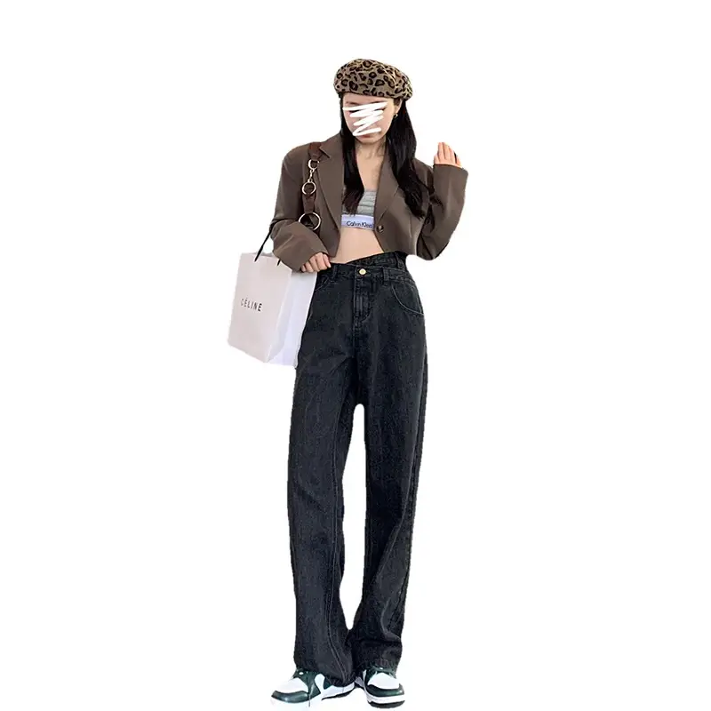 Women's Light Blue Wide Leg High Waist Jeans New Arrival - Image 7