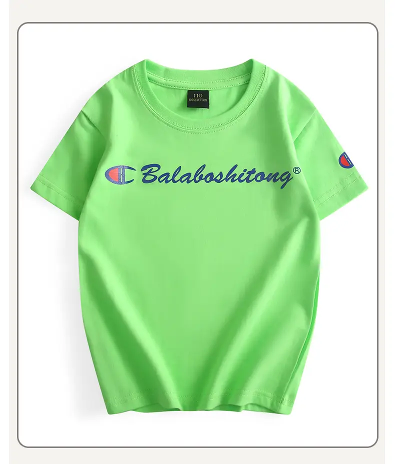 Black Champion T-Shirt for Boys Girls Summer - Image 7