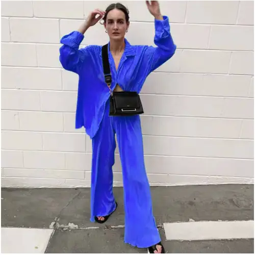 White Loose Pleated Suit for Women Spring Summer 2024 - Image 11