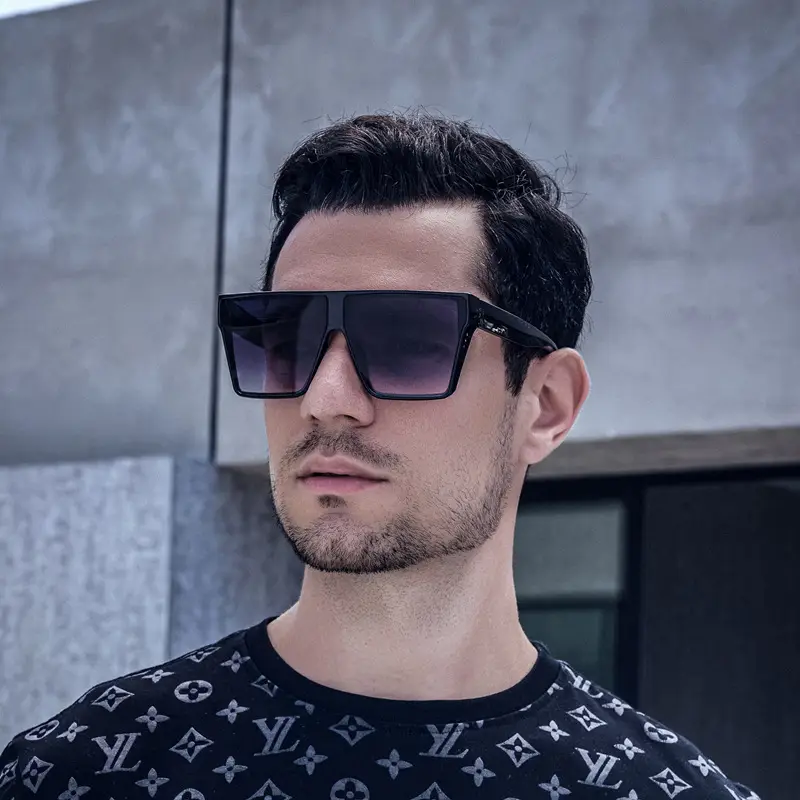 Square Frame UV400 Sunglasses Black Women Men — feature 23