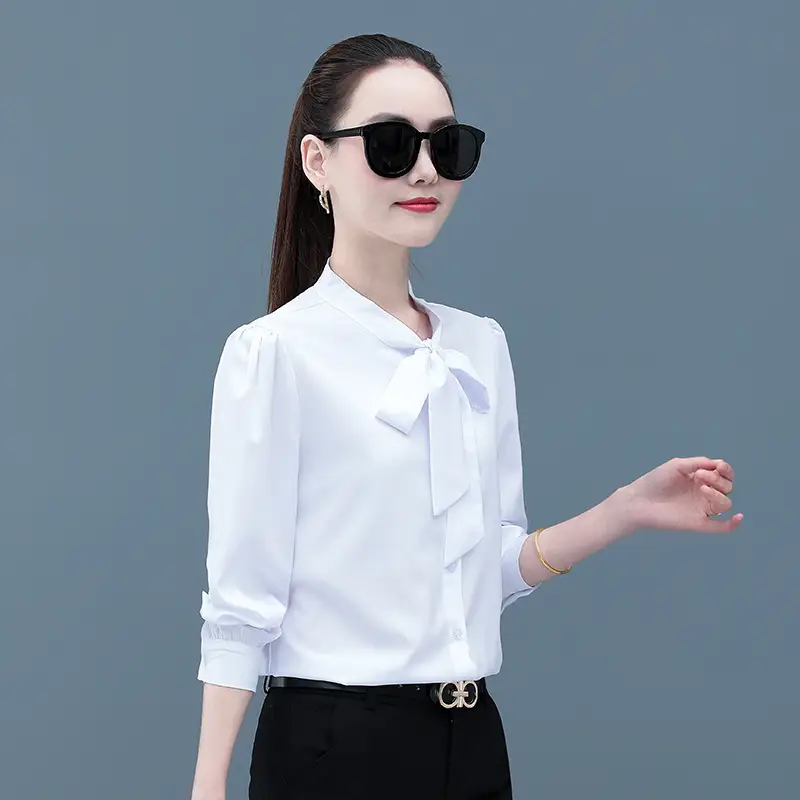 Super Fairy White Bow Long Sleeve Women's Shirt - Image 3