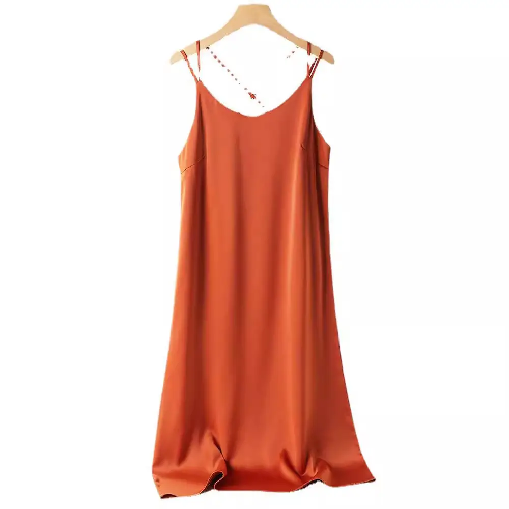 2025 Satin Slip Dress Red Slimming Summer Wear - Image 13