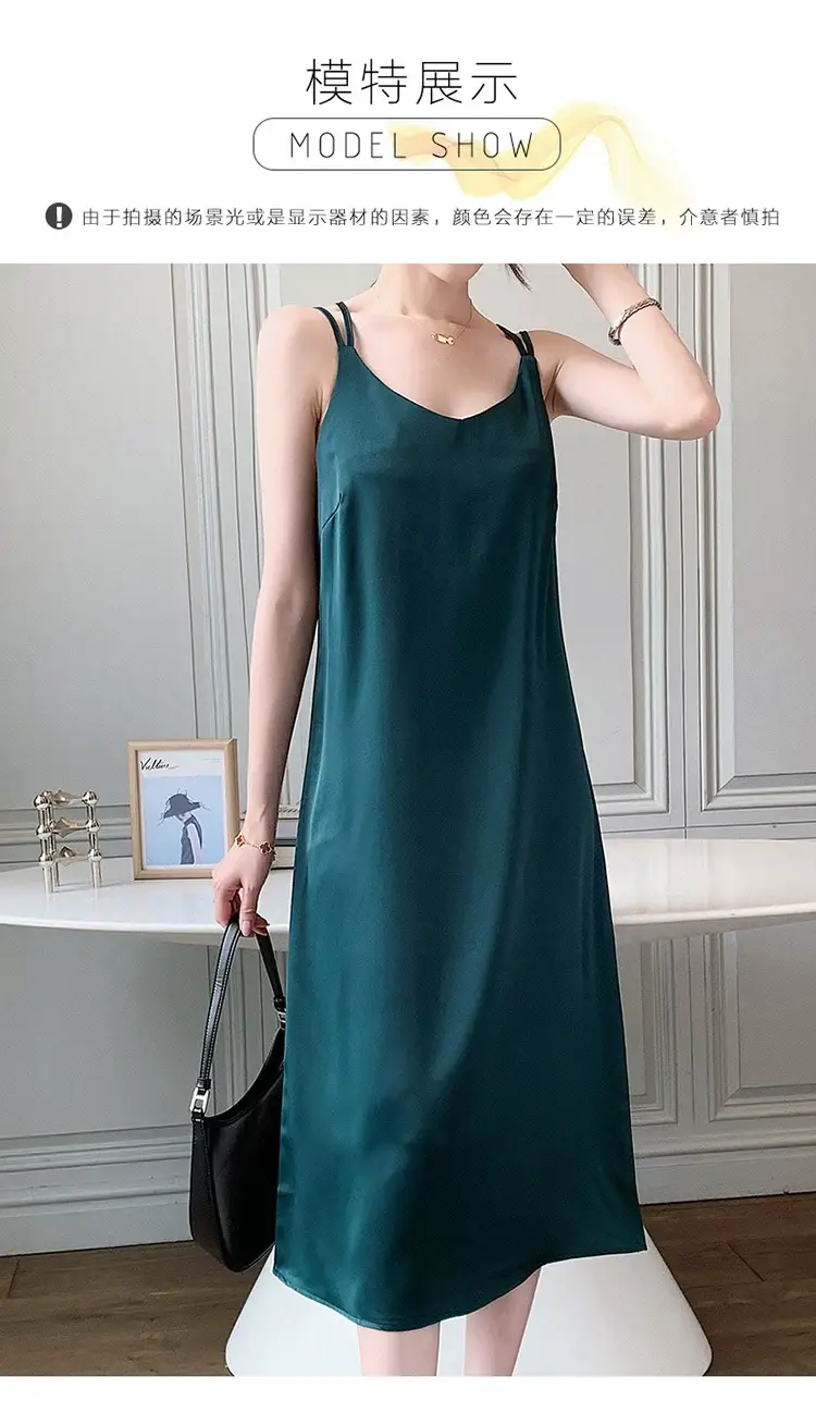 2025 Satin Slip Dress Red Slimming Summer Wear — feature 15