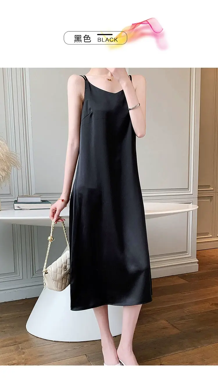 2025 Satin Slip Dress Red Slimming Summer Wear — feature 19