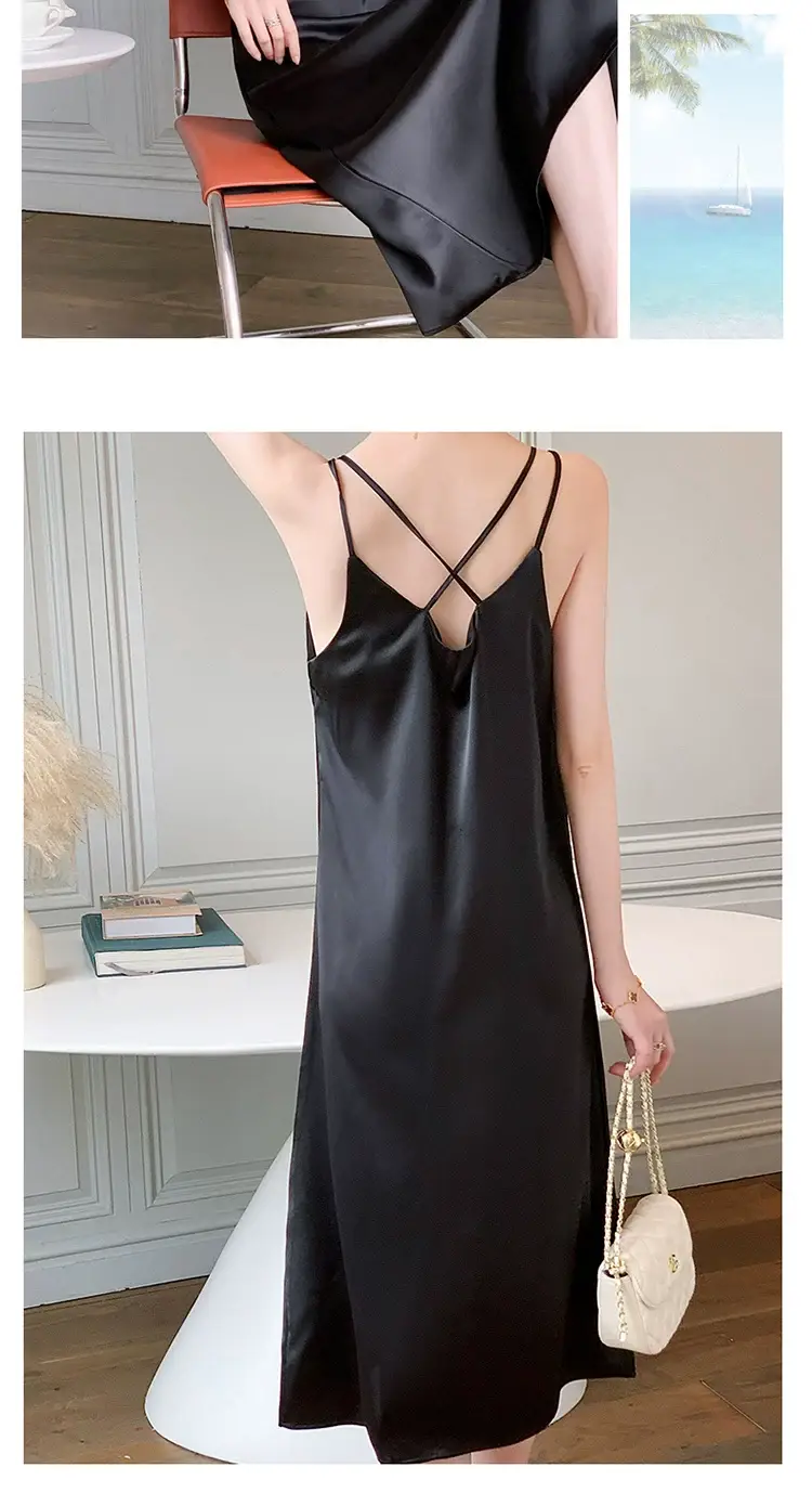 2025 Satin Slip Dress Red Slimming Summer Wear — feature 21