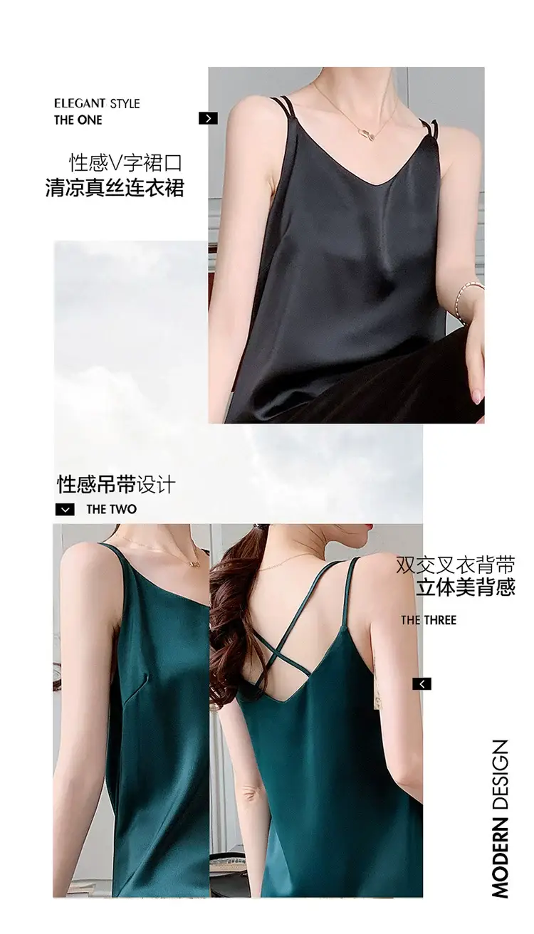 2025 Satin Slip Dress Red Slimming Summer Wear — feature 5