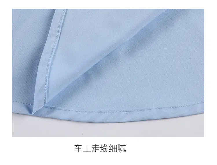 Plus Size Light Blue Short Sleeve Shirt for Fat Women — feature 26