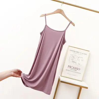 Plus Size Sleeveless Modal Nightgown Purple - Image 5