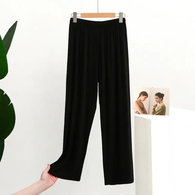 Women's Modal Pajama Pants Blue High Waist Draping - Image 11