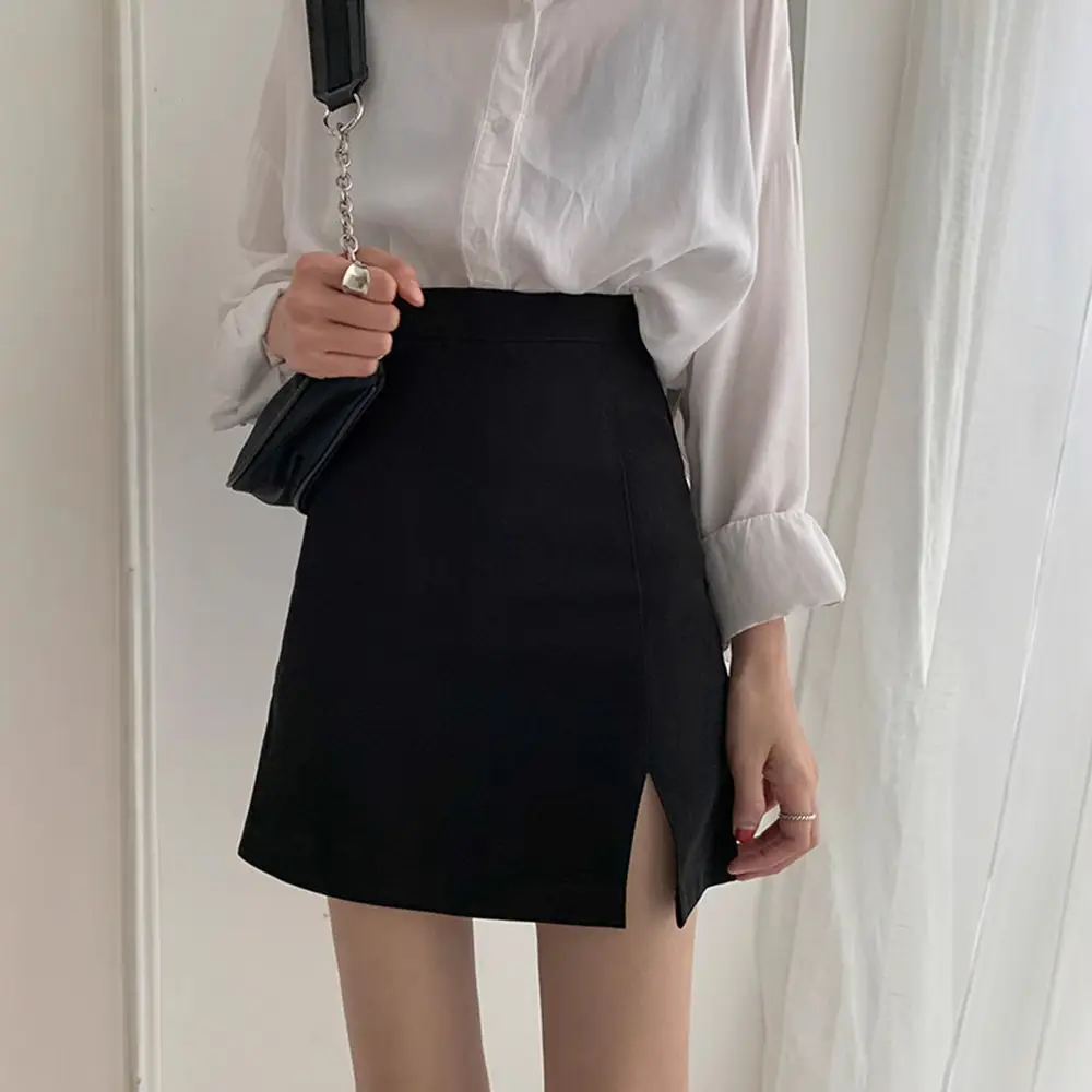 Black Split Skirt High Waist Women Spring Summer 2025 - Image 3