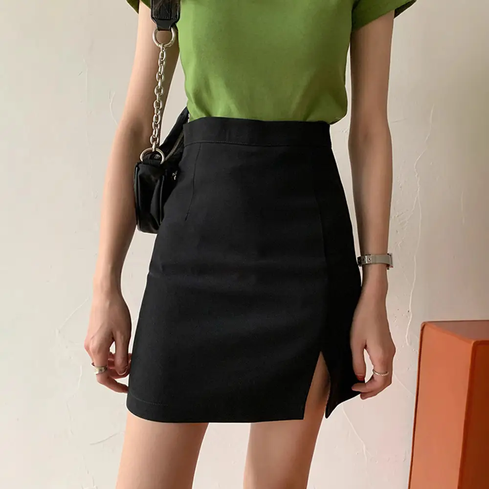 Black Split Skirt High Waist Women Spring Summer 2025 - Image 5
