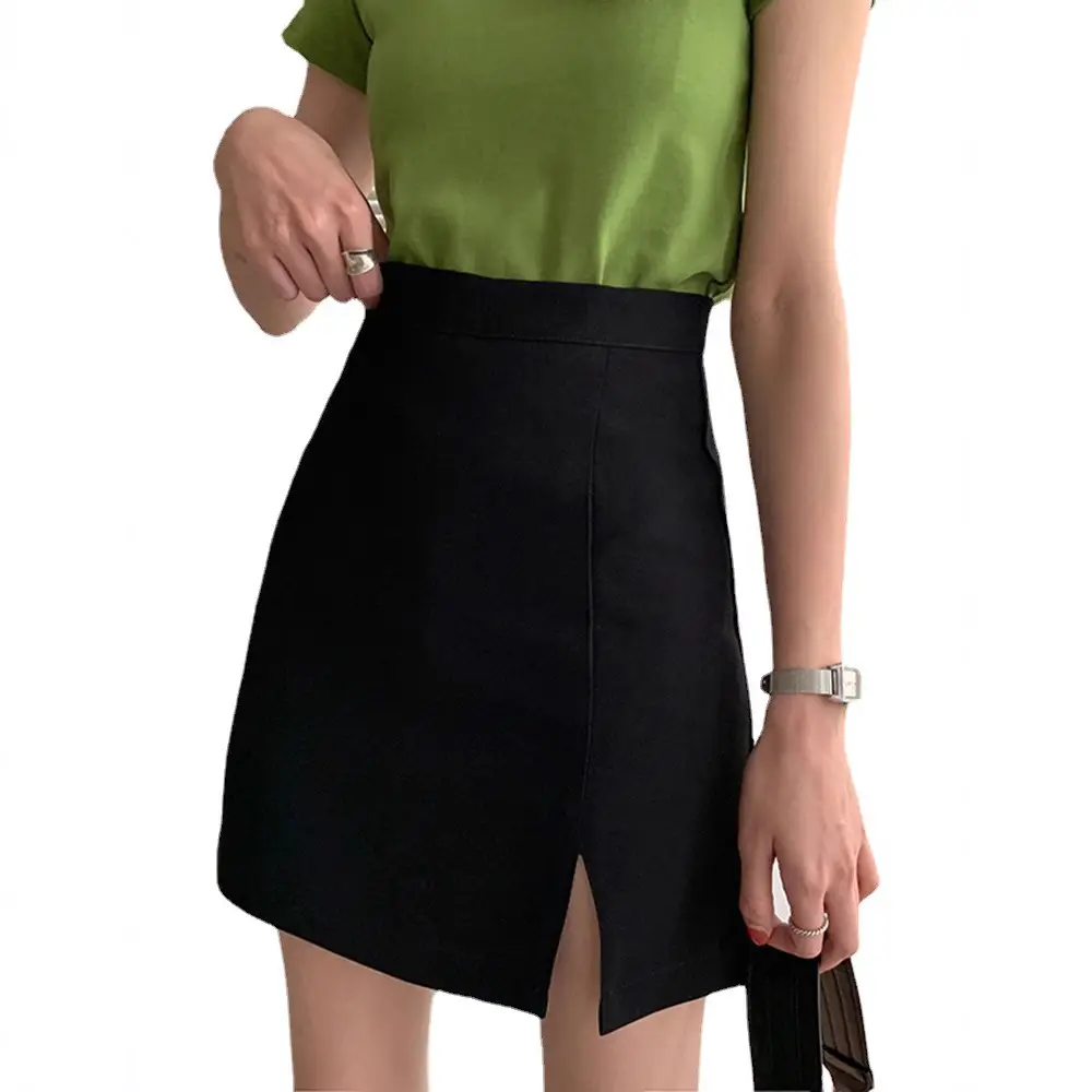 Black Split Skirt High Waist Women Spring Summer 2025 - Image 6