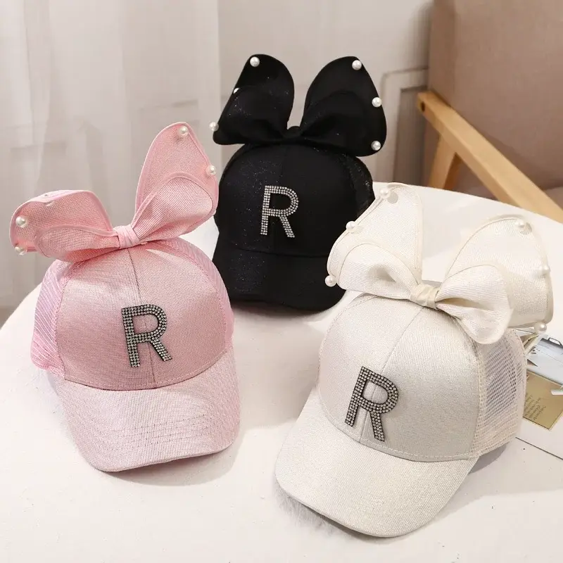 Girls Korean Style Blue Pearl Bow Sun Hat — feature 10