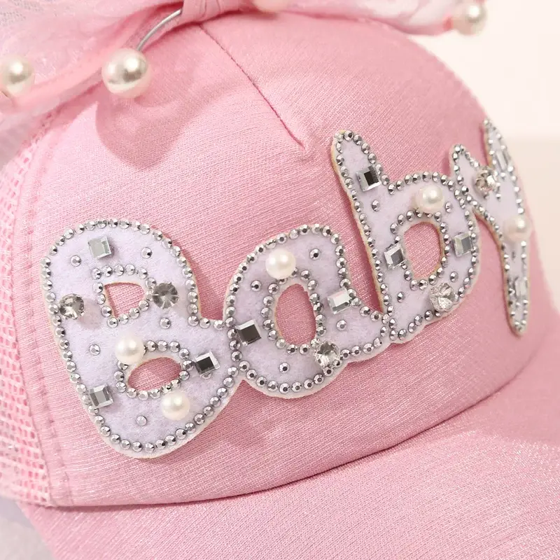 Girls Korean Style Blue Pearl Bow Sun Hat — feature 12