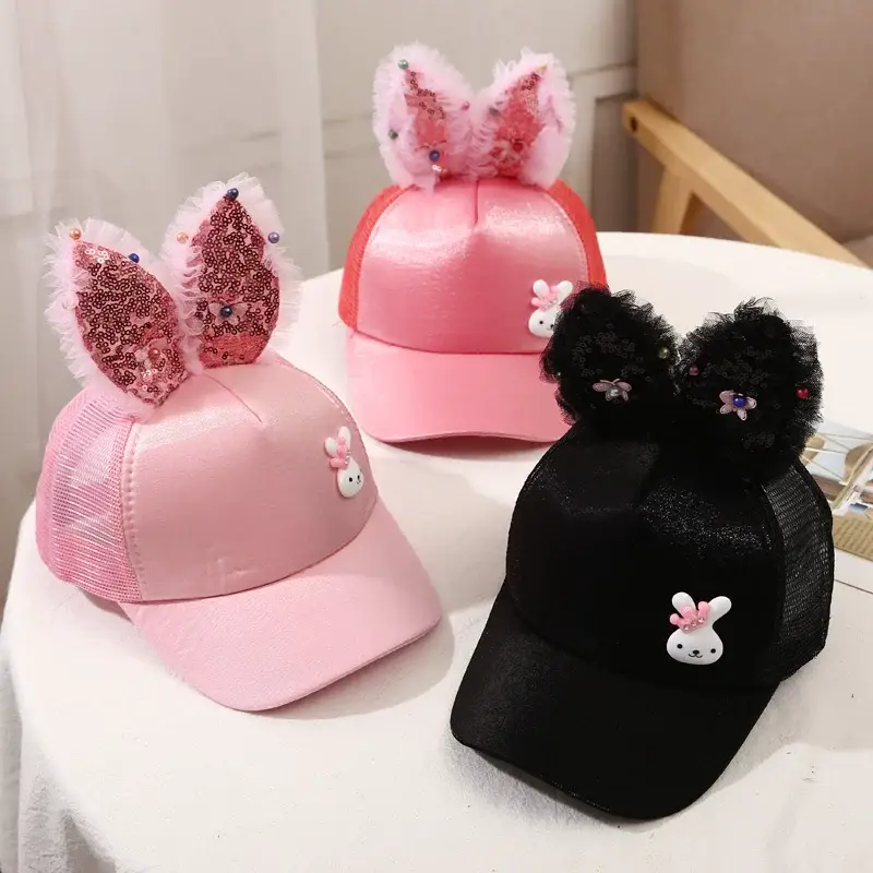 Girls Korean Style Blue Pearl Bow Sun Hat — feature 5