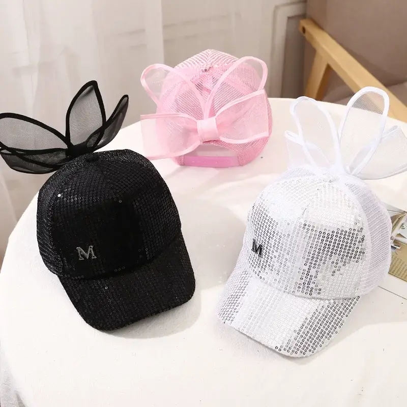 Girls Korean Style Blue Pearl Bow Sun Hat — feature 7