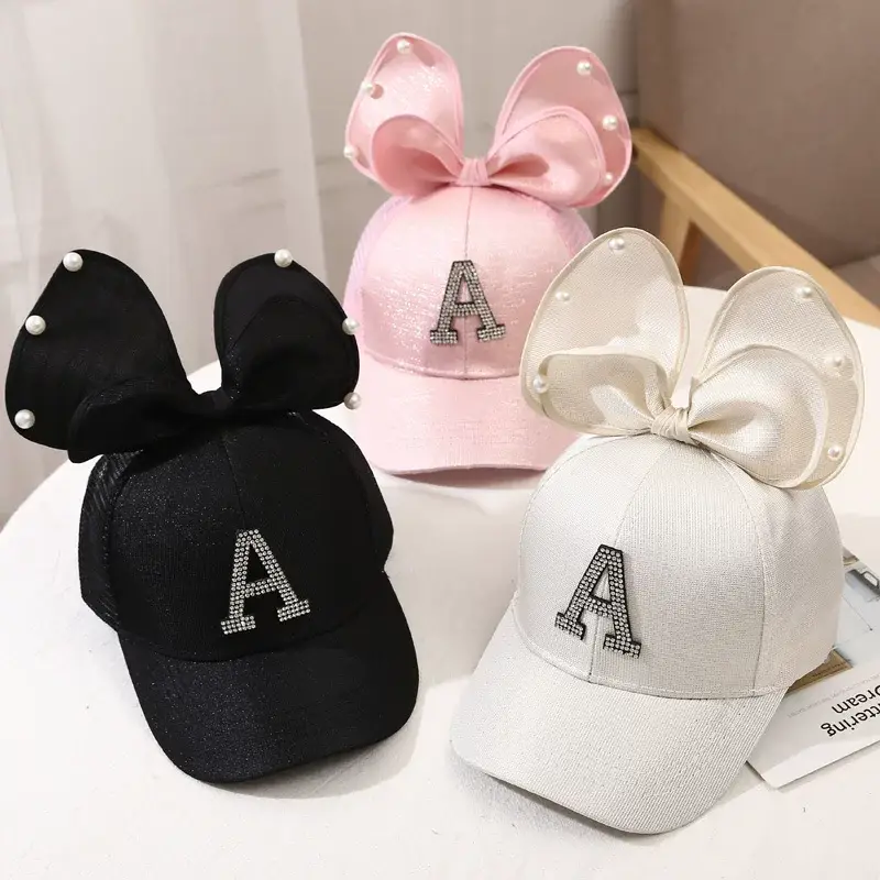 Girls Korean Style Blue Pearl Bow Sun Hat — feature 9