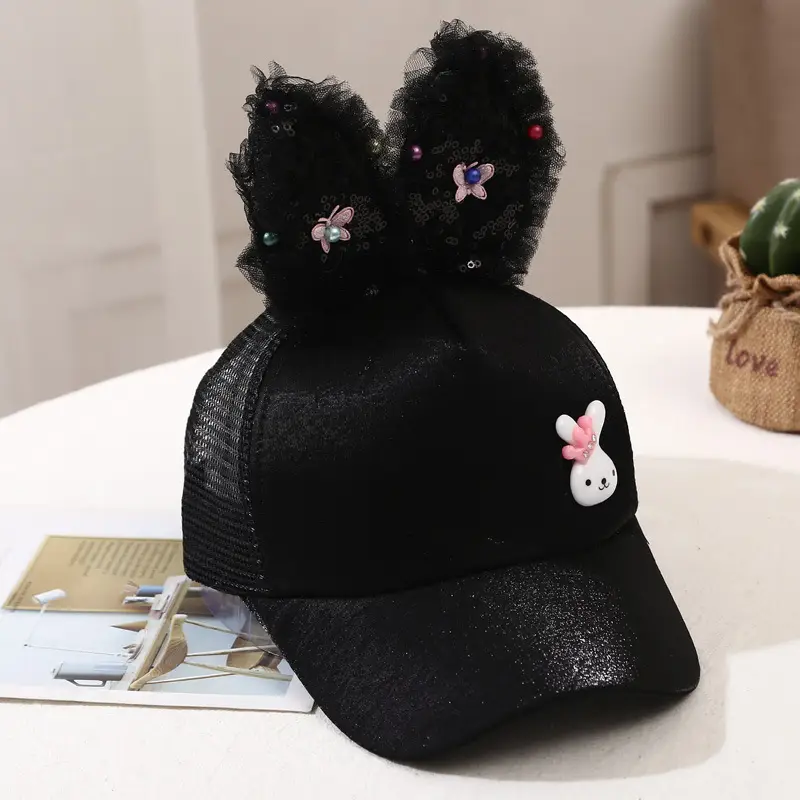 Girls Korean Style Blue Pearl Bow Sun Hat - Image 14