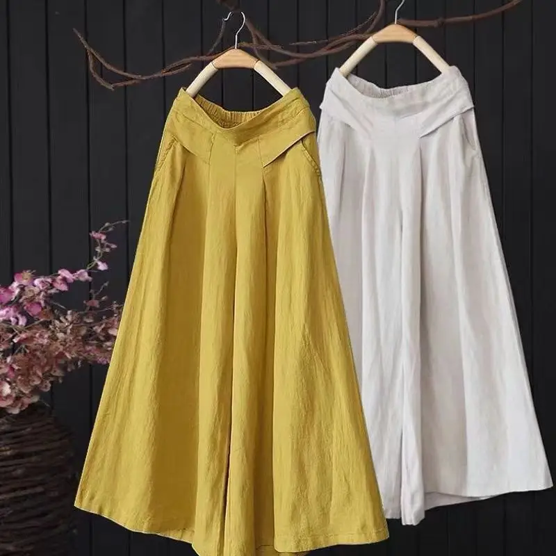 Blue Loose-Wear Wide Leg Pants Skirt for Women - Image 6