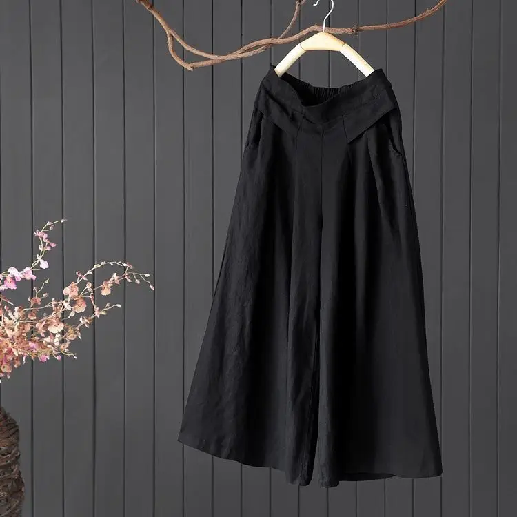 Blue Loose-Wear Wide Leg Pants Skirt for Women - Image 3
