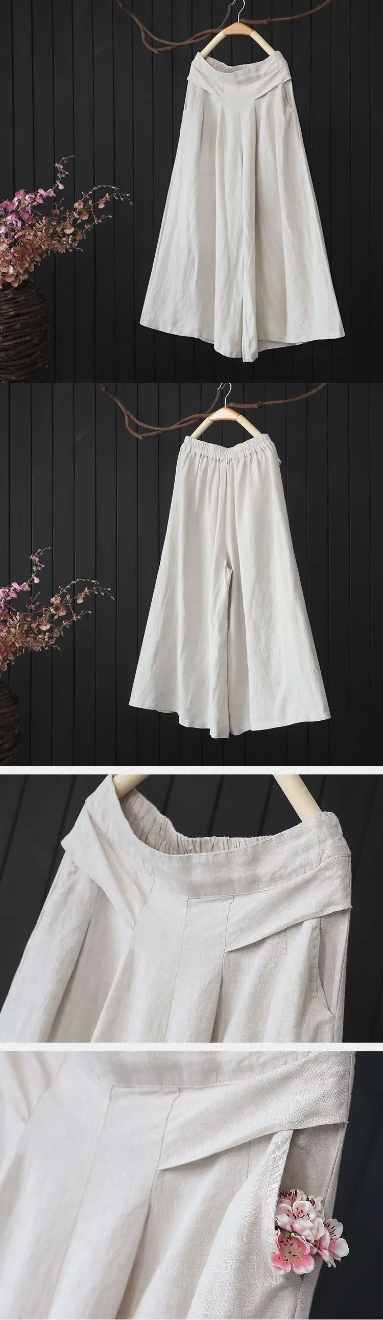 Blue Loose-Wear Wide Leg Pants Skirt for Women — feature 4