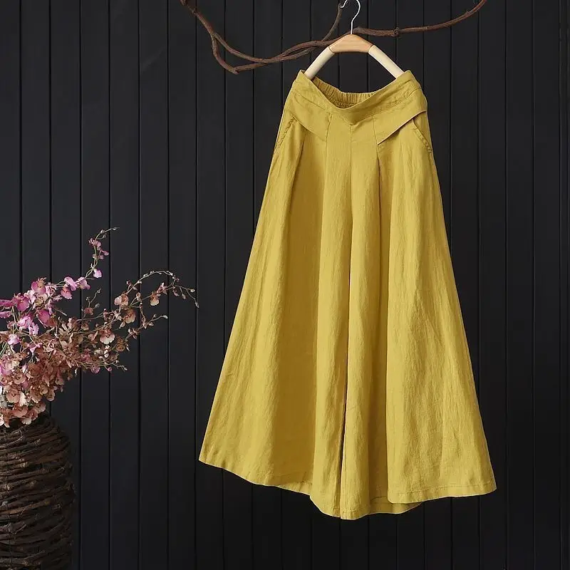 Blue Loose-Wear Wide Leg Pants Skirt for Women - Image 5