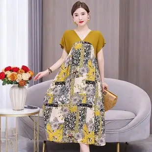 Middle-aged Eldering Bat Sleeve T-Shirt Silk Summer — feature 7