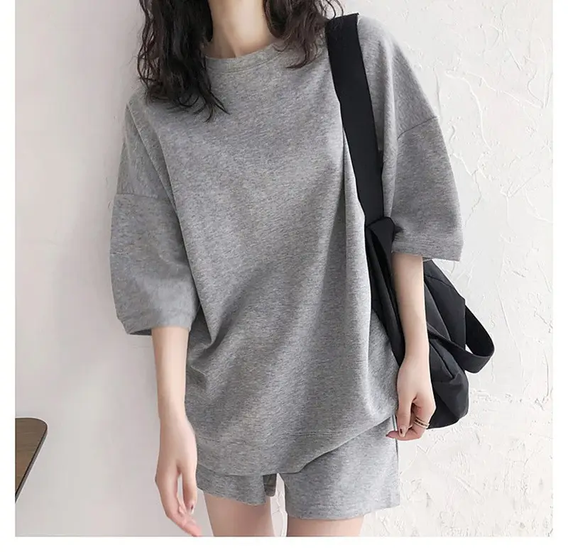 Women's 2025 Grey Casual Shorts Set with Cap - Image 3