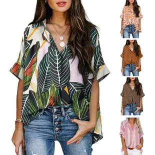 2025 Printed V-Neck Short Sleeve Top for Women — feature 11