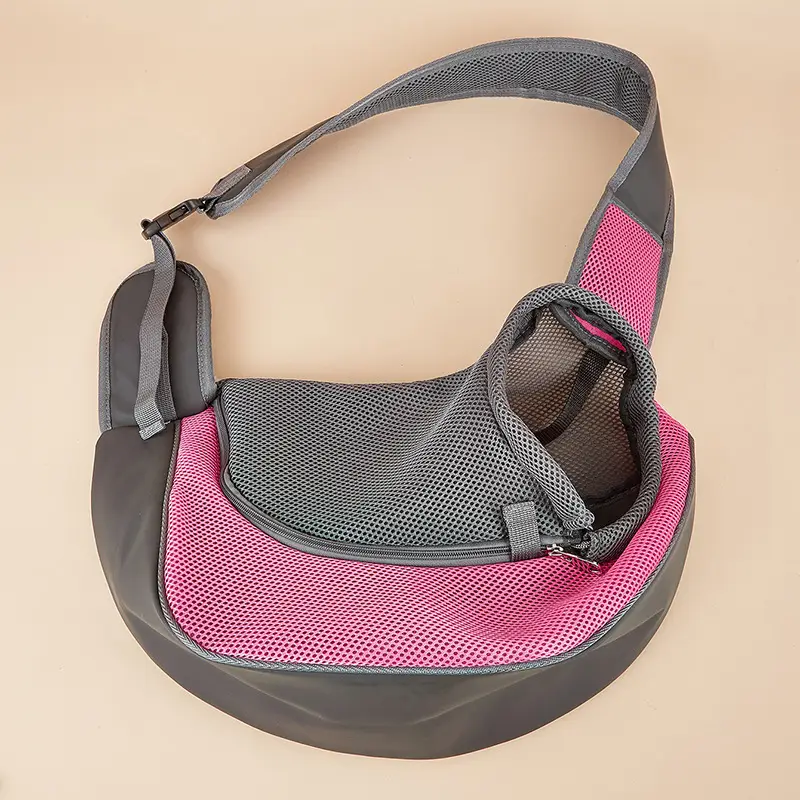Pet Crossbody Bag Purple Mesh Wide Strap - Image 10
