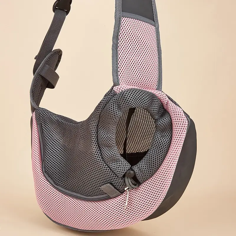 Pet Crossbody Bag Purple Mesh Wide Strap - Image 11