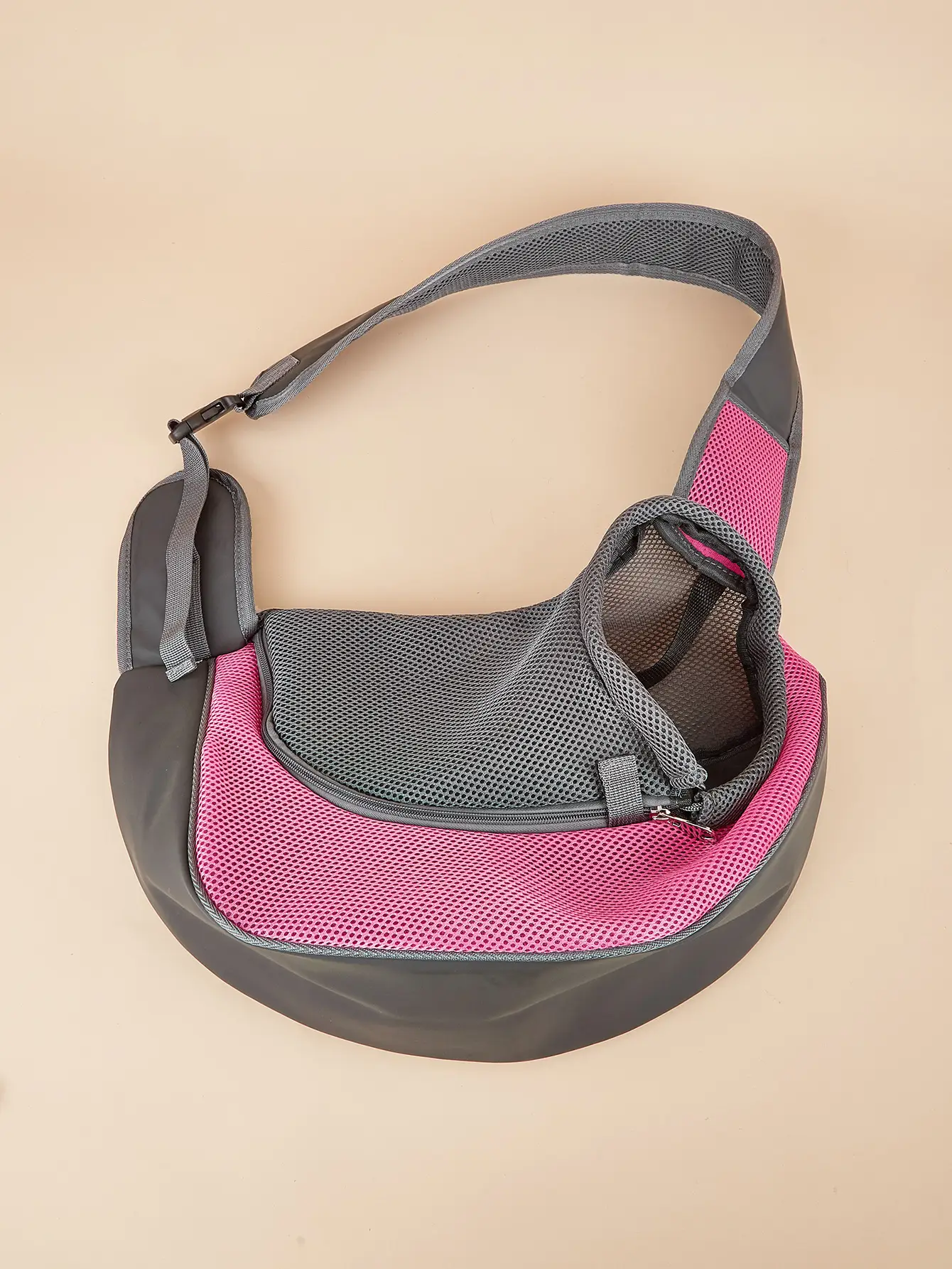 Pet Crossbody Bag Purple Mesh Wide Strap - Image 6