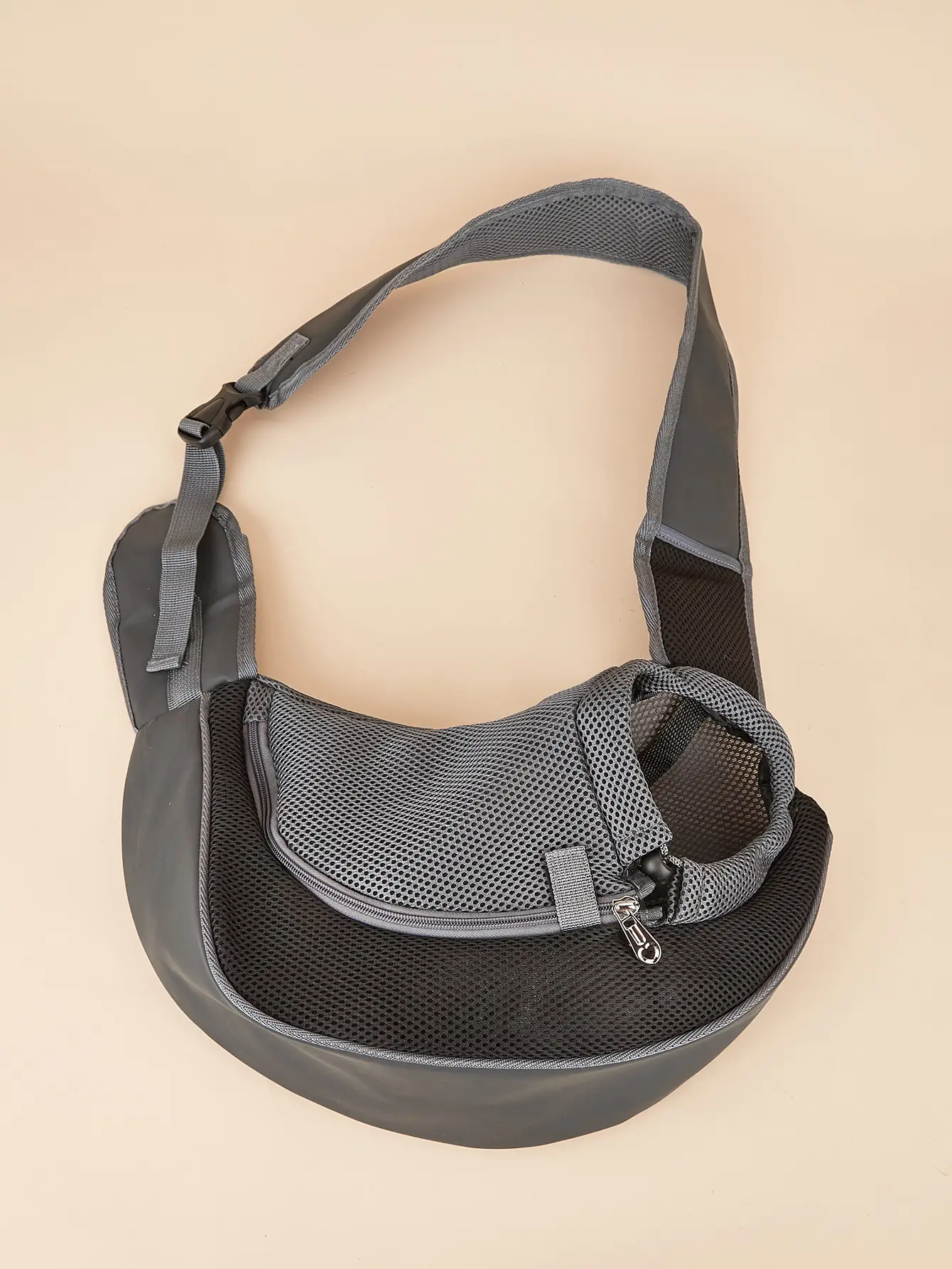 Pet Crossbody Bag Purple Mesh Wide Strap - Image 2