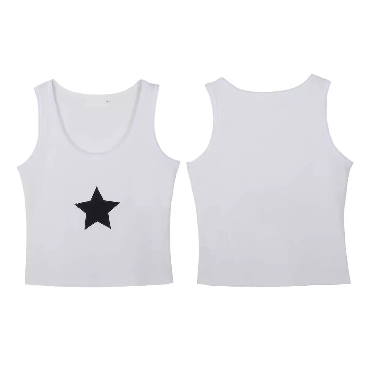 Women Sleeveless Star Printed V-Neck Vest White 2022