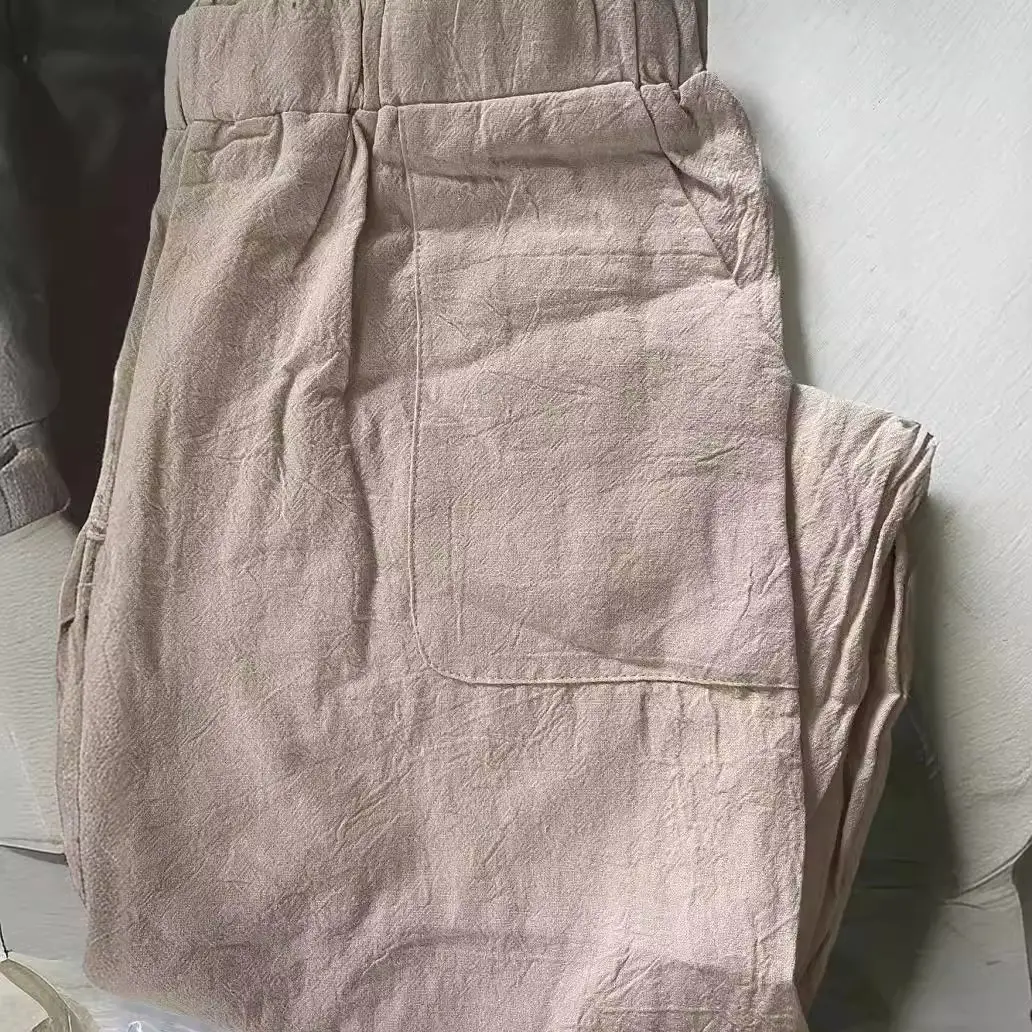 Women Loose Cotton Linen Casual Pants Black