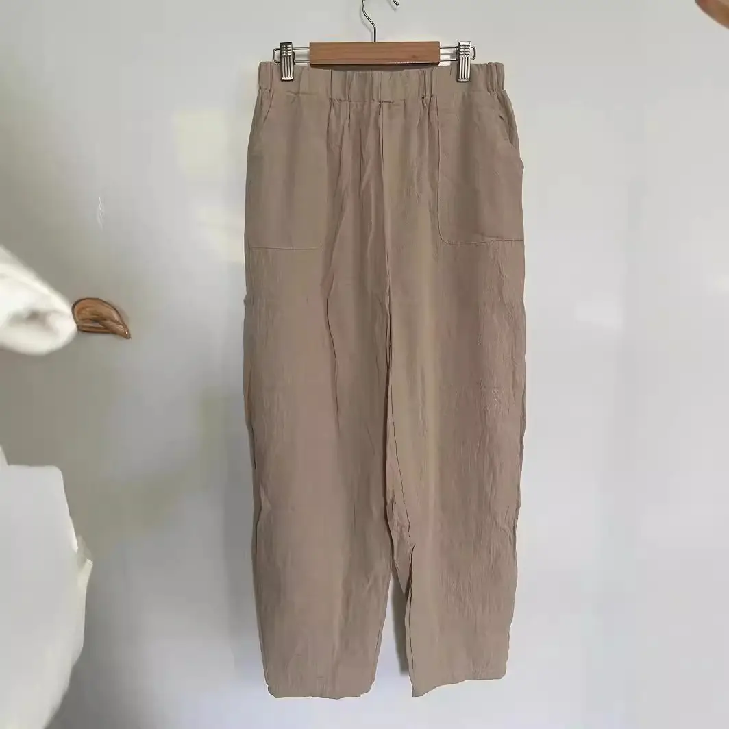 Women Loose Cotton Linen Casual Pants Black