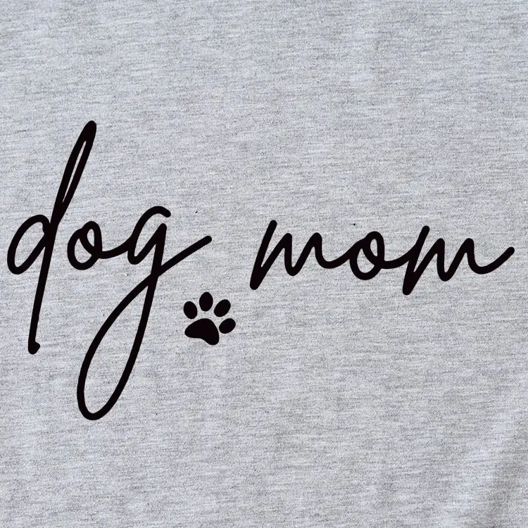 Dog Mom Printed T-Shirt Pink Round Neck Loose Fit - Image 29