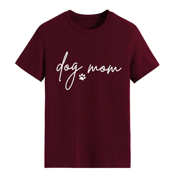 Dog Mom Printed T-Shirt Pink Round Neck Loose Fit - Image 10