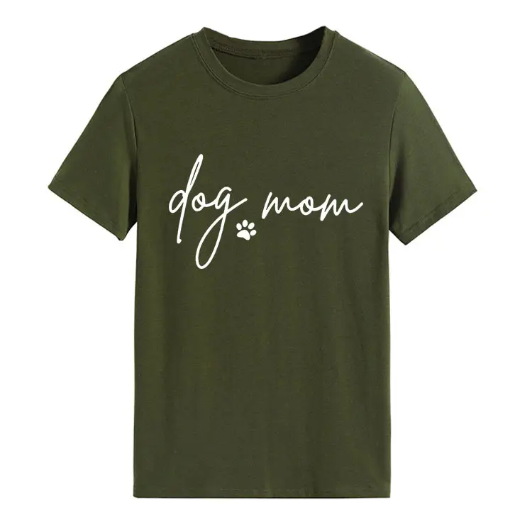 Dog Mom Printed T-Shirt Pink Round Neck Loose Fit - Image 11