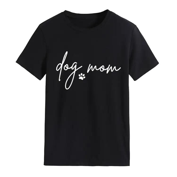 Dog Mom Printed T-Shirt Pink Round Neck Loose Fit - Image 12