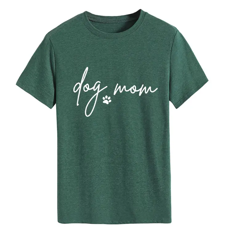 Dog Mom Printed T-Shirt Pink Round Neck Loose Fit - Image 13