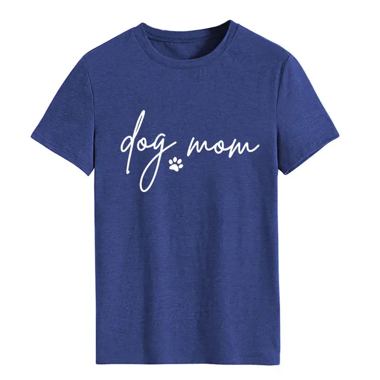 Dog Mom Printed T-Shirt Pink Round Neck Loose Fit - Image 14