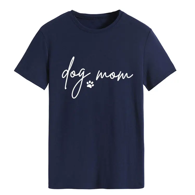 Dog Mom Printed T-Shirt Pink Round Neck Loose Fit - Image 15