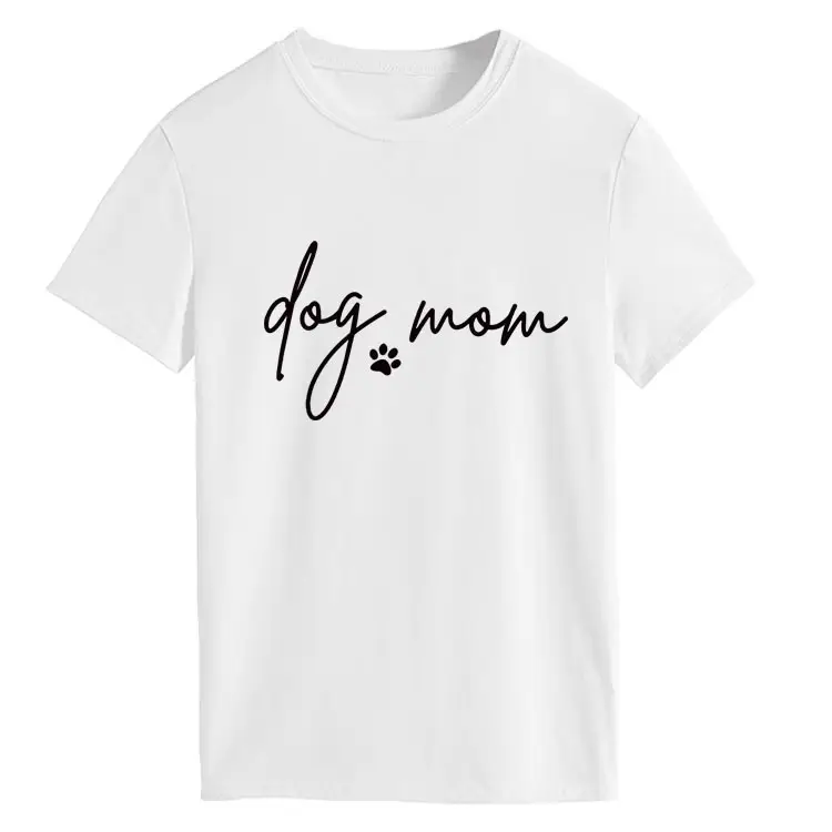 Dog Mom Printed T-Shirt Pink Round Neck Loose Fit - Image 16