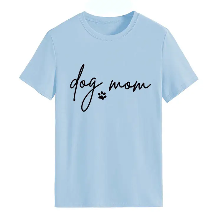 Dog Mom Printed T-Shirt Pink Round Neck Loose Fit - Image 20