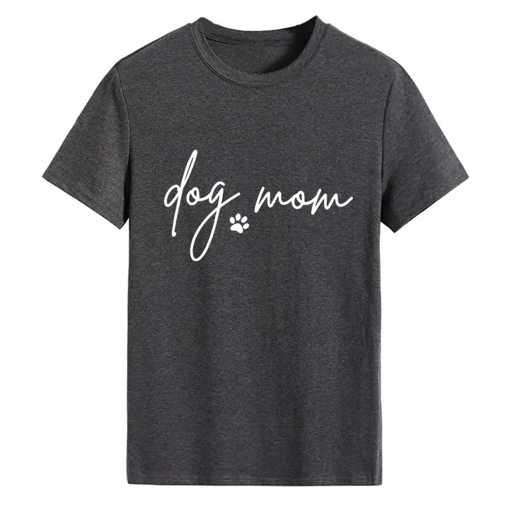 Dog Mom Printed T-Shirt Pink Round Neck Loose Fit - Image 21
