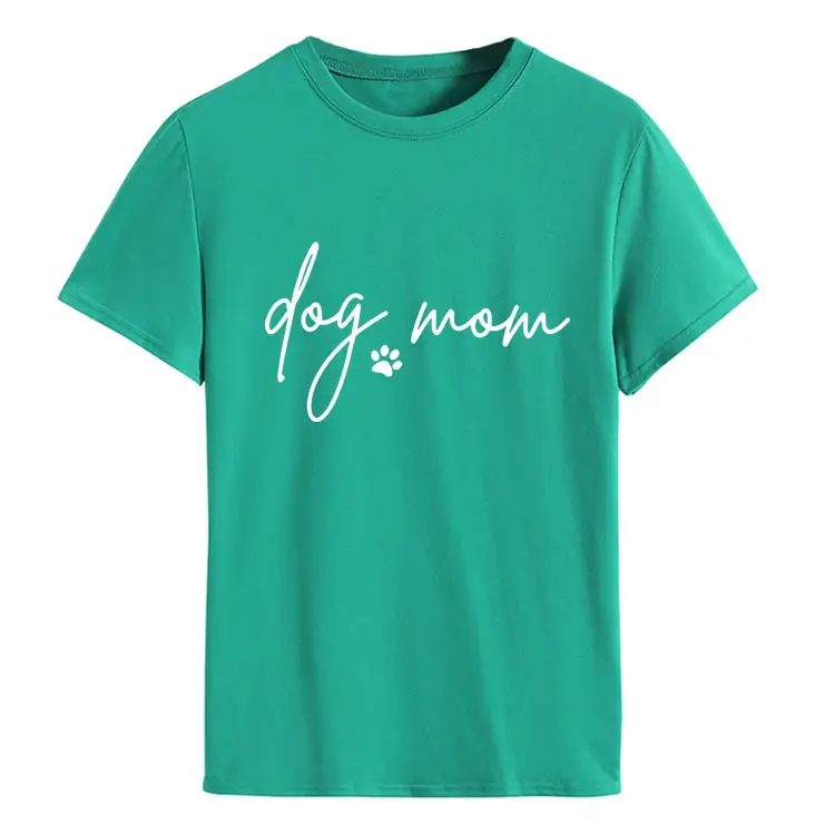 Dog Mom Printed T-Shirt Pink Round Neck Loose Fit - Image 22