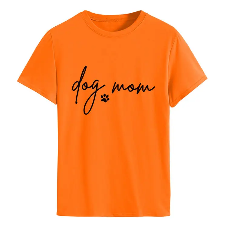 Dog Mom Printed T-Shirt Pink Round Neck Loose Fit - Image 23
