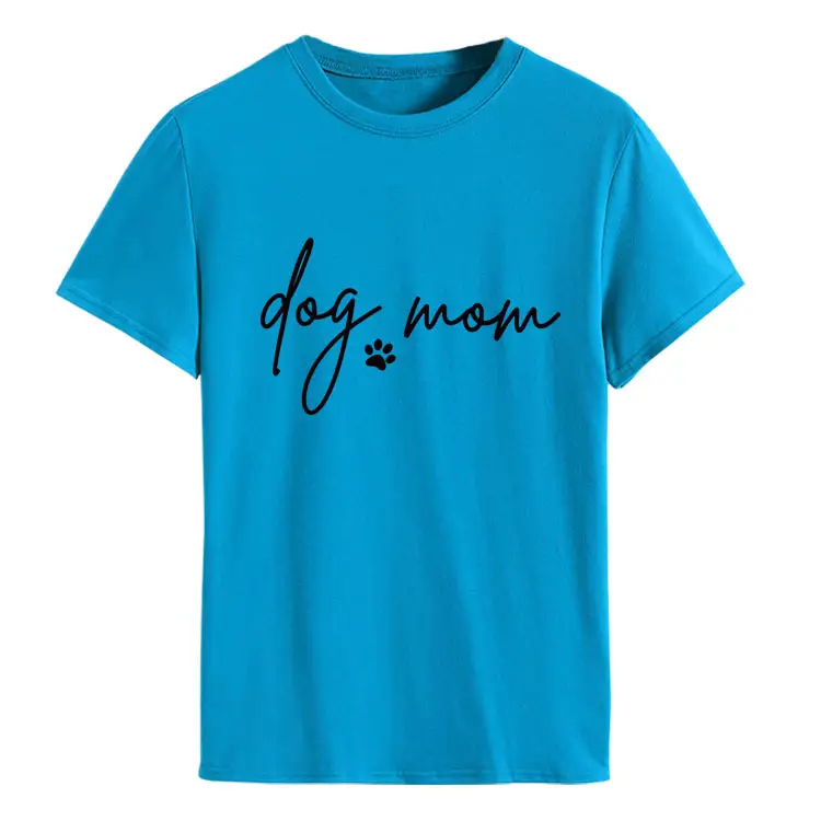 Dog Mom Printed T-Shirt Pink Round Neck Loose Fit - Image 24